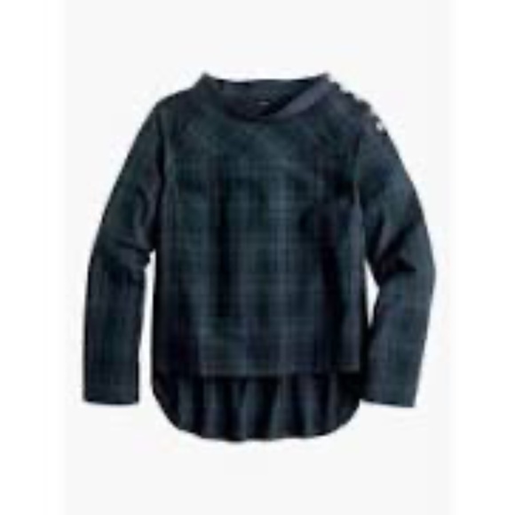 J. Crew Womens Plaid Jeweled Funnel Neck Blouse Top - Picture 4 of 8